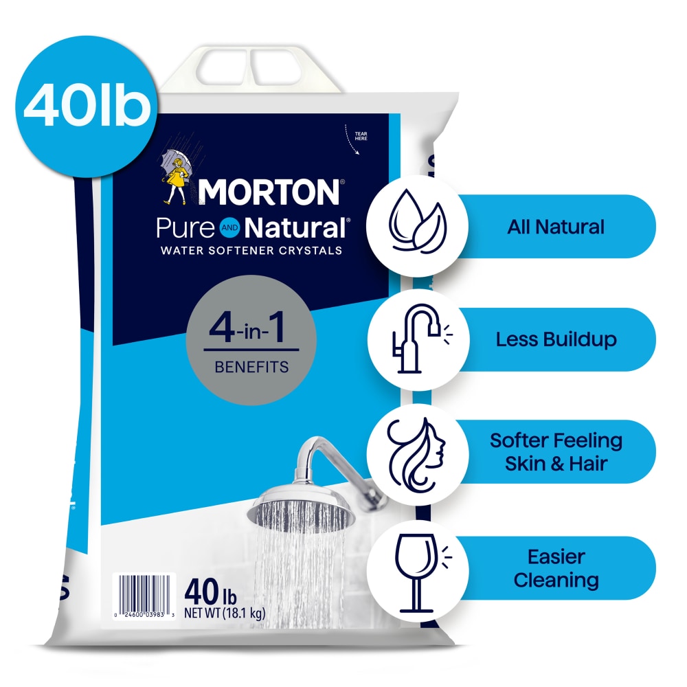 Morton Pure and Natural Water Softener Salt Crystals, 40 lb bag